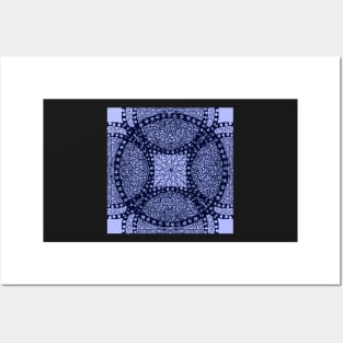 Blue Circles and Webbing Pattern Posters and Art